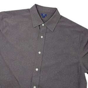 FootJoy Men's Large Grey Floral Short Sleeve Button Down Golf Shirt Performance